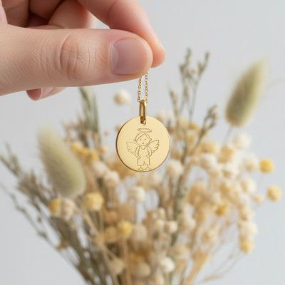Médaille My Angel Garçon, Or jaune 375, 16mm - Lucas Lucor