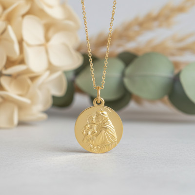 Médaille Saint Antoine, Or jaune 750, 18mm - Argyor