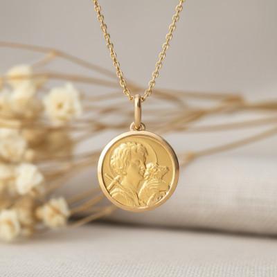 Médaille Saint Jean-Baptiste, Or jaune 750, 16 mm - Lucas Lucor