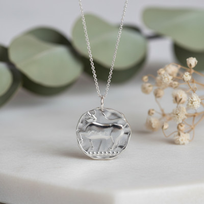 Pendentif Signe astrologique Taureau, Argent Sablé, 24mm - Augis