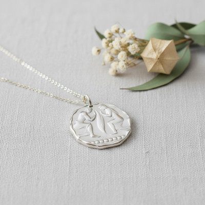 Pendentif Signe astrologie Gémeaux, Argent Sablé, 24mm - Augis