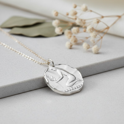 Pendentif Signe astrologique Vierge, Argent Sablé, 24mm - Augis