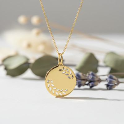 Pendentif Rameaux ajourés, Or Jaune 375, 20mm - Emanessence