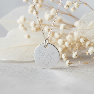 Médaille Signe Astrologique Taureau, Argent 925, 15 mm - Lumiosa