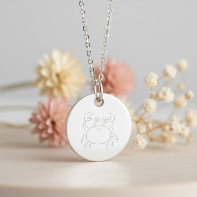 Médaille Signe Astrologique Cancer, Argent 925, 15 mm - Lumiosa