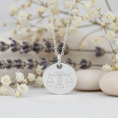 Médaille Signe Astrologique Balance, Argent 925, 15 mm - Lumiosa
