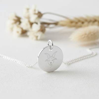 Médaille Signe Astrologique Capricorne, Argent 925, 15 mm - Lumiosa
