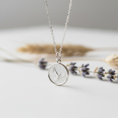 Médaille Colombe Saint Esprit, Argent 925, 14mm - Emanessence