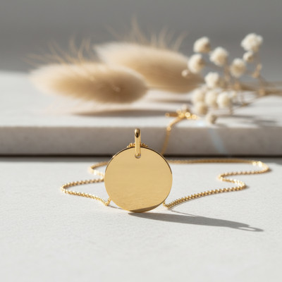 Médaille Ronde, Or Jaune Poli - Emanessence