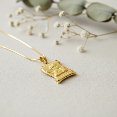 Médaille Ange Parchemin, Or Jaune 750, 20x16mm - Lumiosa