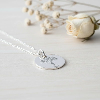 Médaille Arbre de Vie silhouette Femme, Argent 925, 19 mm - Lumiosa