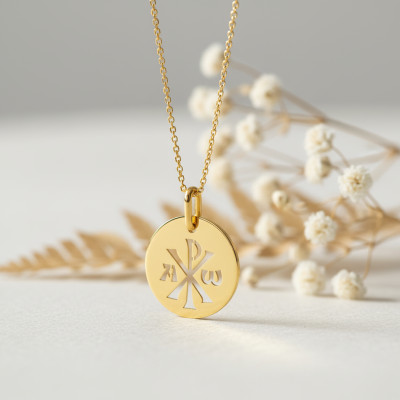 Médaille Chrisme ajouré, Or Jaune, 15mm - Lucas Lucor