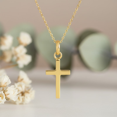 Croix Section Carrée, Or Jaune 750, 10x22mm - Emanessence