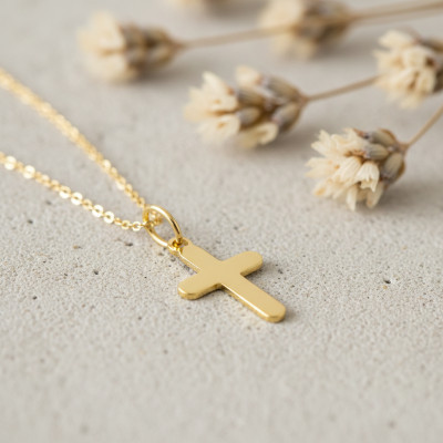 Pendentif Croix, Or Jaune 375, 12x7,80 mm - Emanessence