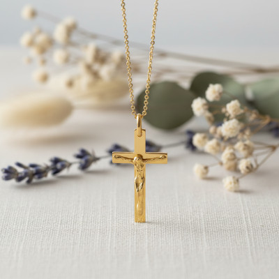 Pendentif Christ en Croix, Or Jaune, 18x30mm - Lucas Lucor