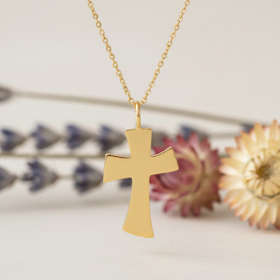 Pendentif Croix Asymétrique, Or Jaune 750, 16.1x29.6mm - Vandona