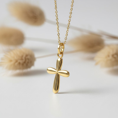 Croix sablier, Or jaune 750, 18x14mm - Emanessence