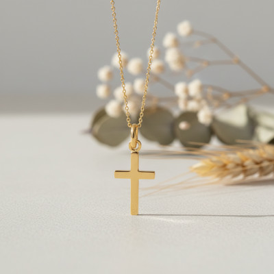 Pendentif Croix Simple, Or Jaune 750, 16x10mm - Lucas Lucor