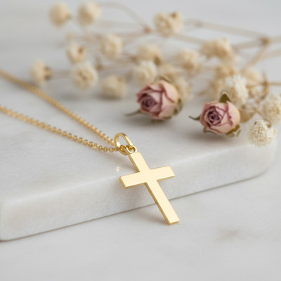 Croix classique, Or jaune, 18x11mm - Emanessence