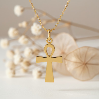 Croix de Vie Lisse, Or Jaune, 15x22mm - Lucas Lucor