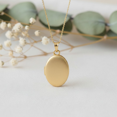 Pendentif Photo Médaillon Ovale, Or jaune 375 - Emanessence