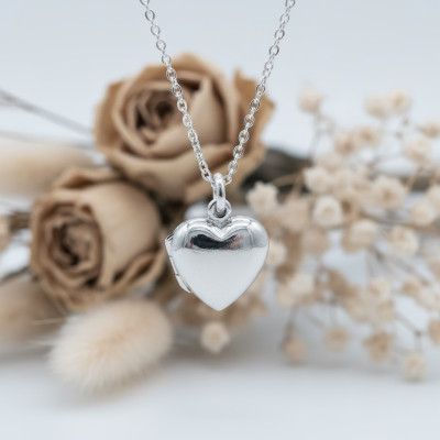 Pendentif Porte Photo Coeur Poli, Argent 925, 17x24mm - Artemis