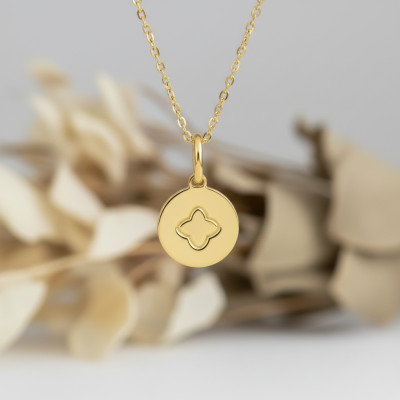 Pendentif Trèfle, Plaqué or - Emanessence
