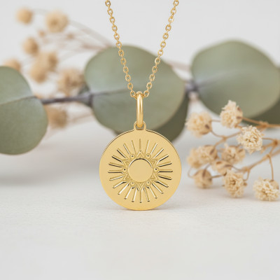 Pendentif Solaire, Plaqué or - Emanessence