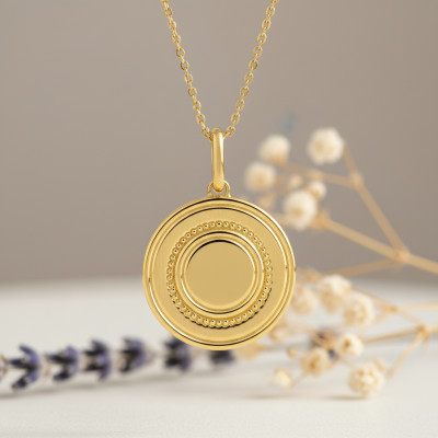 Pendentif Motif Perlé, Plaqué or - Emanessence