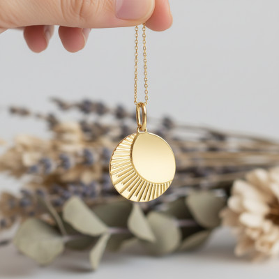 Pendentif Demi Soleil, Plaqué or - Emanessence
