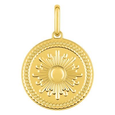 Pendentif Solaire & Motif Perlé, Plaqué or - Emanessence
