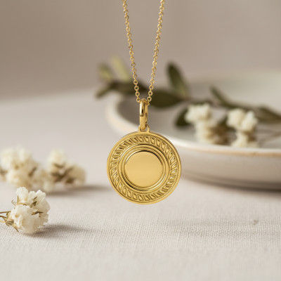 Pendentif Motif Stiré, Plaqué or - Emanessence
