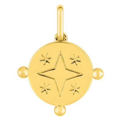 Pendentif Motif Etoile & perle, Plaqué or - Emanessence