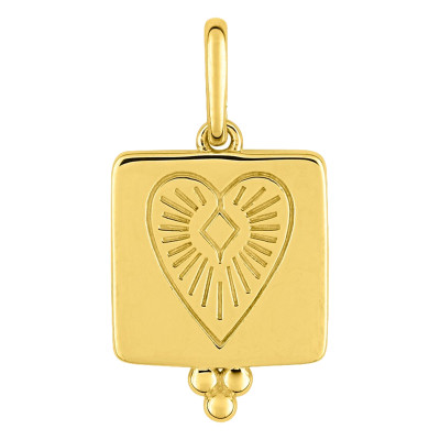 Pendentif Motif Coeur & perle, Plaqué or - Emanessence