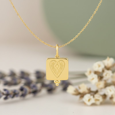 Pendentif Motif Coeur & perle, Plaqué or - Emanessence