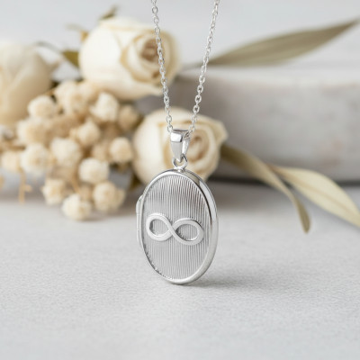 Pendentif Porte Photo Ovale Infini, Argent 925, 20x35mm - Artemis