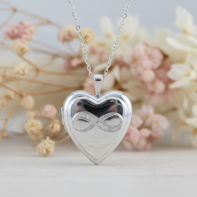 Pendentif Porte Photo Coeur Infini, Argent 925, 29x19mm - Artemis