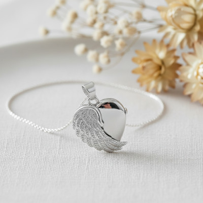 Pendentif Porte Photo Coeur Aile d'Ange, Argent 925, 30x21mm - Artemis