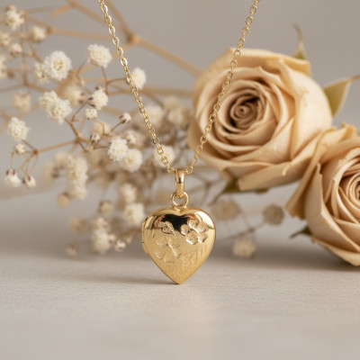 Pendentif Photo coeur, marguerite Or jaune 375, 16x20mm - Emanessence
