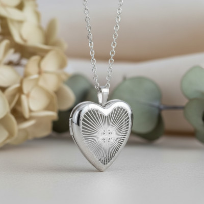 Pendentif Photo Coeur Rayon de Soleil, Argent 925, 19.50x25mm - Artemis