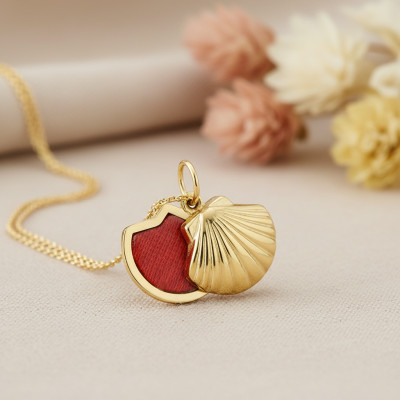 Pendentif Photo Coquille d'huître, Or Jaune 375, 21.60x16mm - Emanessence