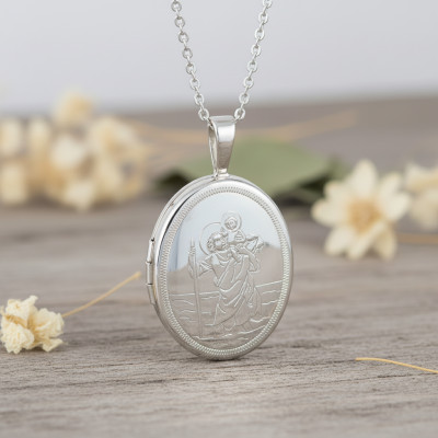 Pendentif Photo Saint-Christophe Ovale, Argent 925, 20x32mm - Artemis