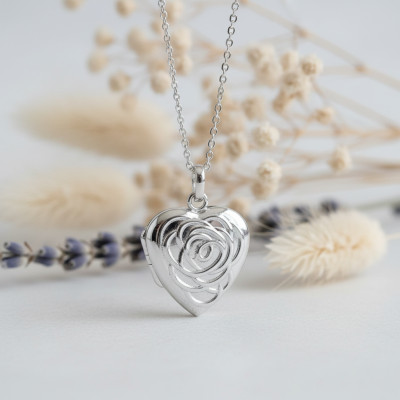 Pendentif Porte Photo Coeur Rose, Argent 925, 26x19mm - Artemis