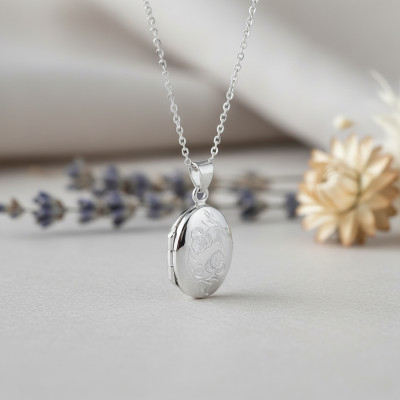 Pendentif Photo Fleur Ovale, Argent 925, 16.50x30mm - Artemis