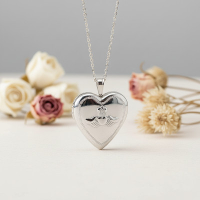 Pendentif Photo Coeur Claddagh, Argent 925, 19.50x25mm - Artemis