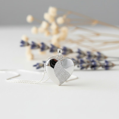Pendentif Photo Coeur Oxydes, Argent Rhodié, 28mm - Emanessence