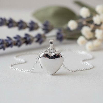 Pendentif Photo Coeur, Argent Rhodié 925, 16x22mm - Emanessence