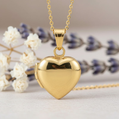 Pendentif Porte Photo Coeur, Or Jaune 375, 12.50x20mm - Emanessence