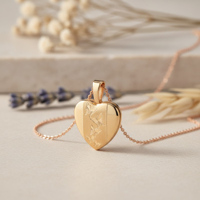 Pendentif Photo Coeur, Or rose 375, 18x12mm - Emanessence