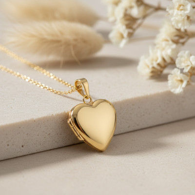 Pendentif Photo Coeur, Plaqué Or 750, 16x22mm - Emanessence